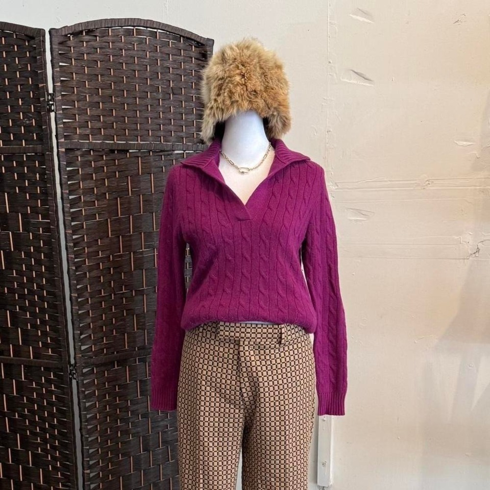 Brooks Brothers Italian Cashmere Sweater Women's Mock Neck Cable Knit Size XS